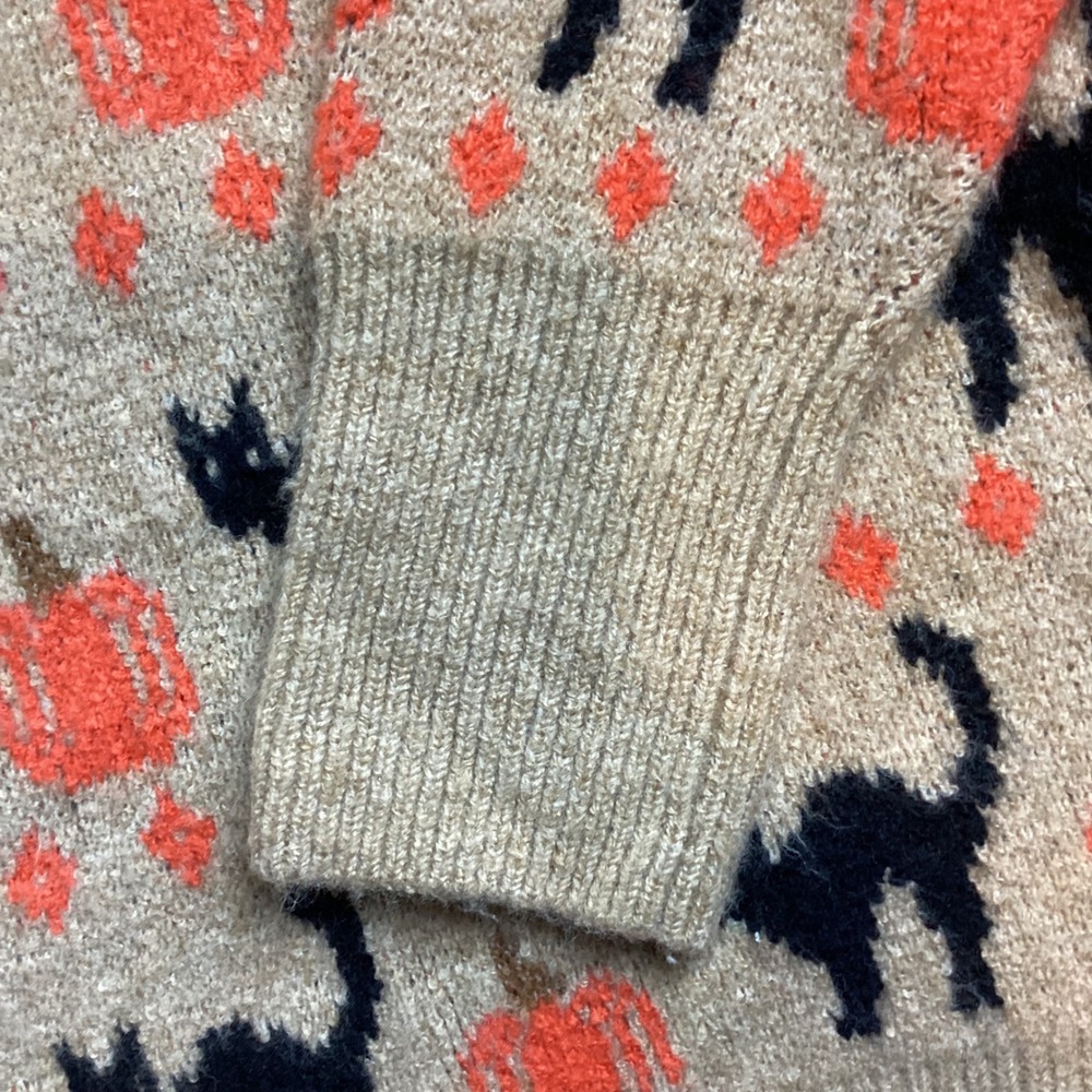 Vince Camuto Womens Halloween Black Cat Pumpkin Sweater Tan Large SV7755201 189 - Picture 4 of 9